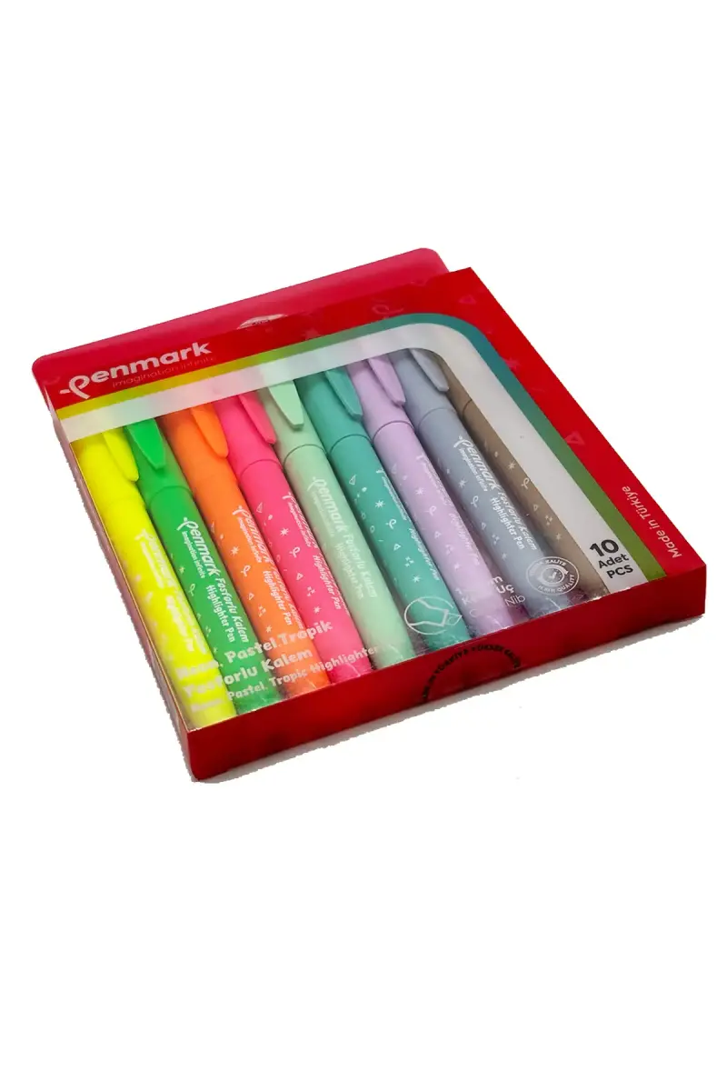 Penmark Kalem Tipi Fosforlu Bristol Kalem Neon + Pastel + Tropik Renkler 10 Lu - 1