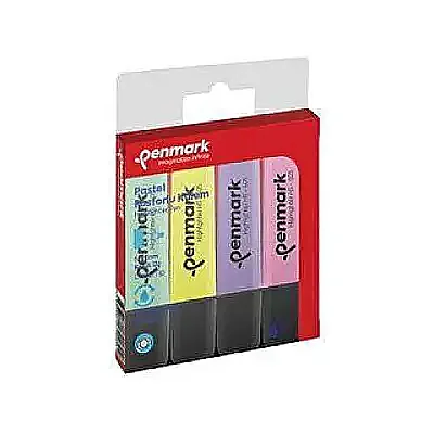 Penmark Pastel Renkler Fosforlu Kalem 1-5 mm Kesik Uç 4 Lü - Penmark