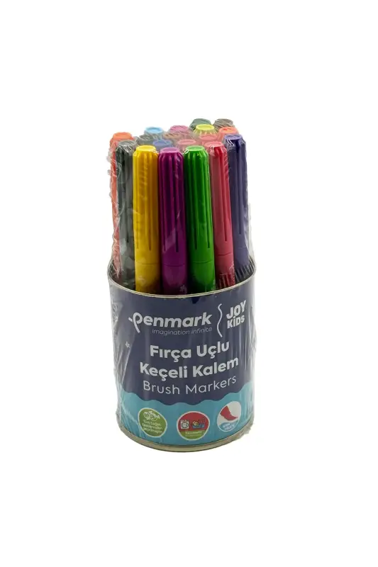 Penmark Yıkanabilir Süper Jumbo Keçeli Kalem Brush Uç 18 Li Metal Kutu - Penmark
