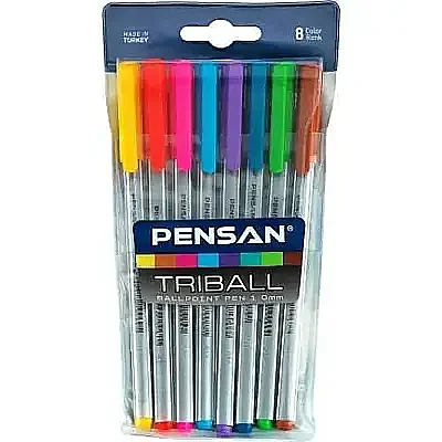 Pensan Triball Tükenmez Kalem Renkli 8 Li Set - Pensan