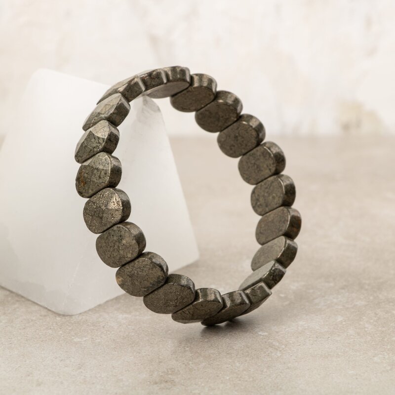Pirit Doğal Taş Geniş Kesim Bileklik - Doğal Taş