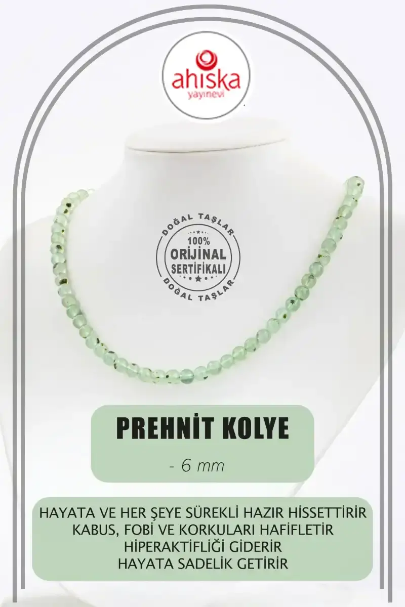 Prehnit 6 mm Dizi Doğal Taş Kolye