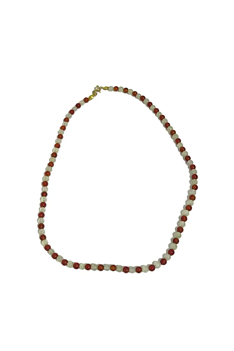 Prehnit Akik Kolye 4 mm Gümüş Kapama Doğal Taş Kolye - 1