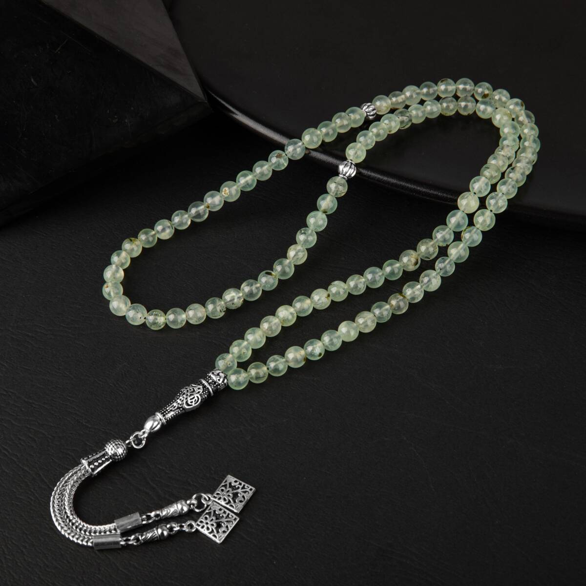 Prehnit Doğal Taş Tesbih 99luk - 6mm - 1