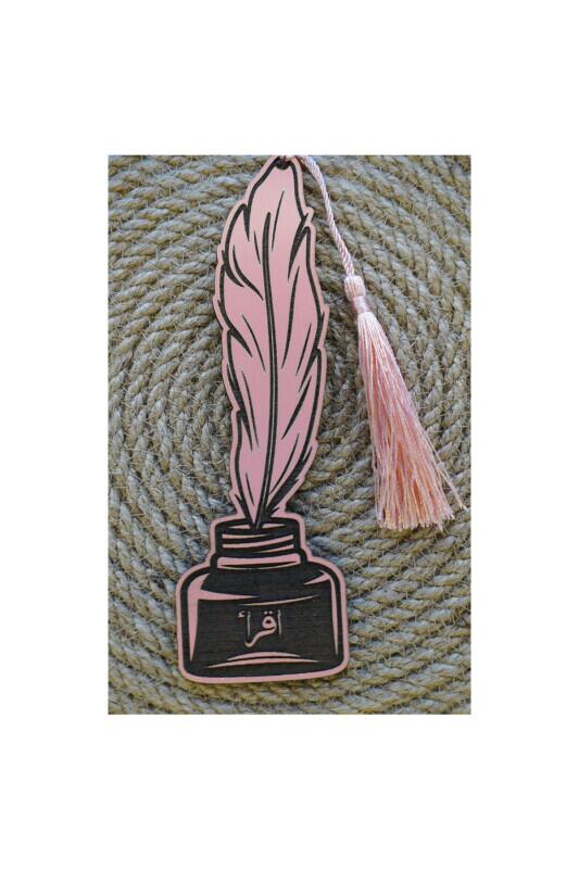 Püsküllü Kitap Ayraç - Divit Desen İkra Pembe - Bemenda