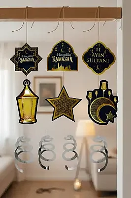 Ramazan-ı Şerif Çift Taraflı Sarkıt Süs 6 Lı - 6
