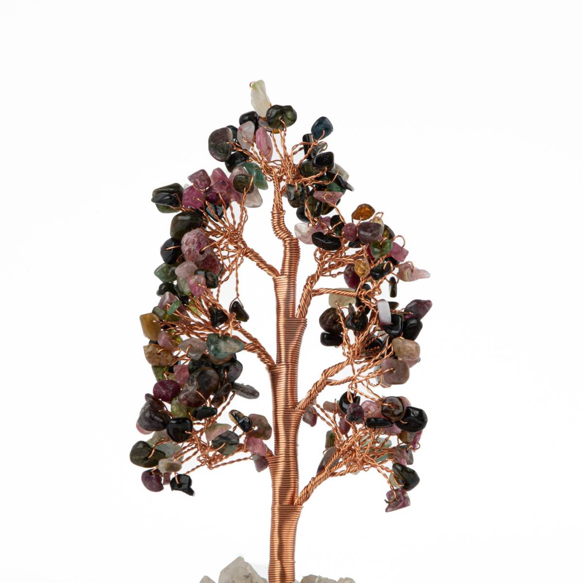 Renkli Turmalin-Kristal Kuvars Doğal Taş Dekoratif Ağaç - 3