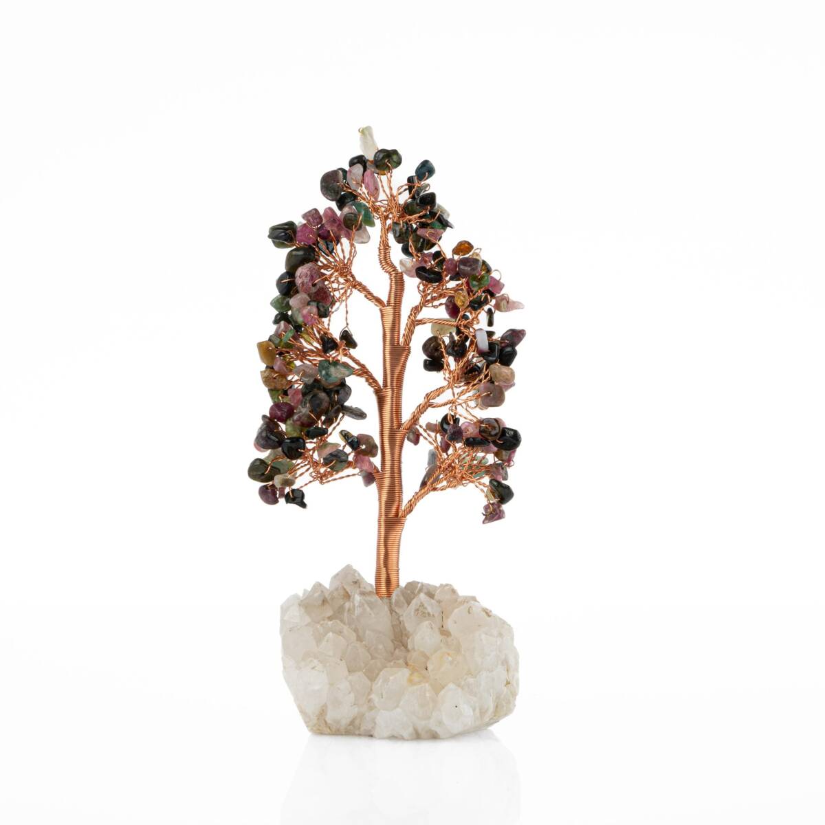 Renkli Turmalin-Kristal Kuvars Doğal Taş Dekoratif Ağaç - 4