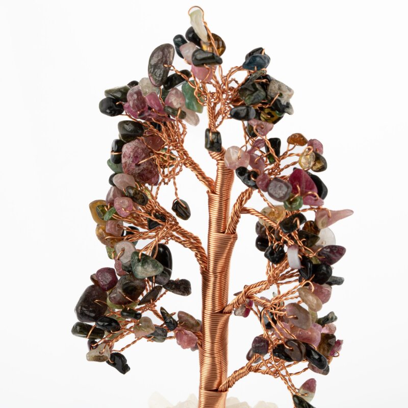 Renkli Turmalin-Kristal Kuvars Doğal Taş Dekoratif Ağaç - 5