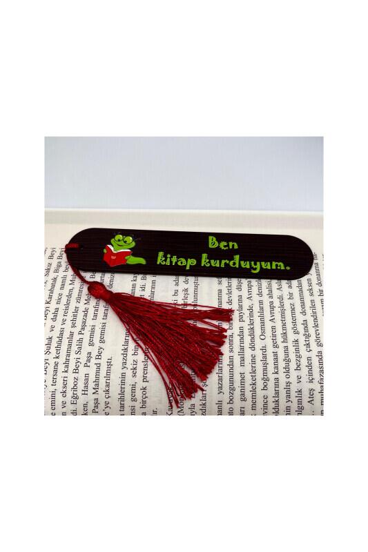 Resimli Püsküllü Kitap Ayraç - Ben Kitap Kurduyum - Bemenda