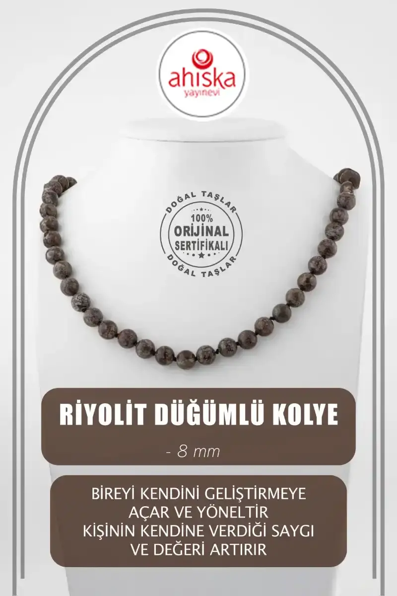 Riyolit 8 mm Düğümlü Doğal Taş Kolye