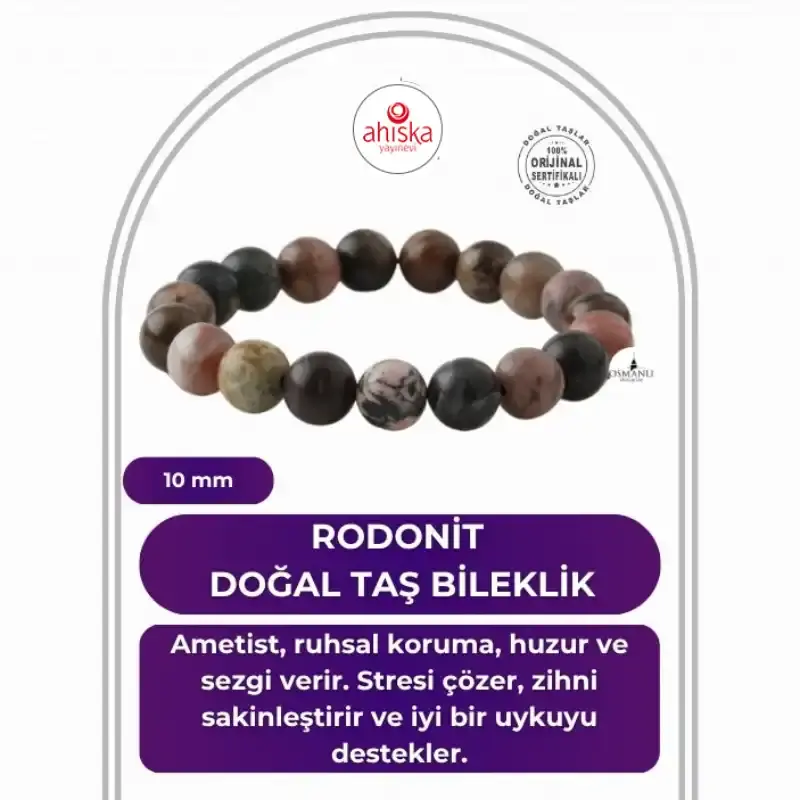 Rodonit 10mm Doğal Taş Bileklik