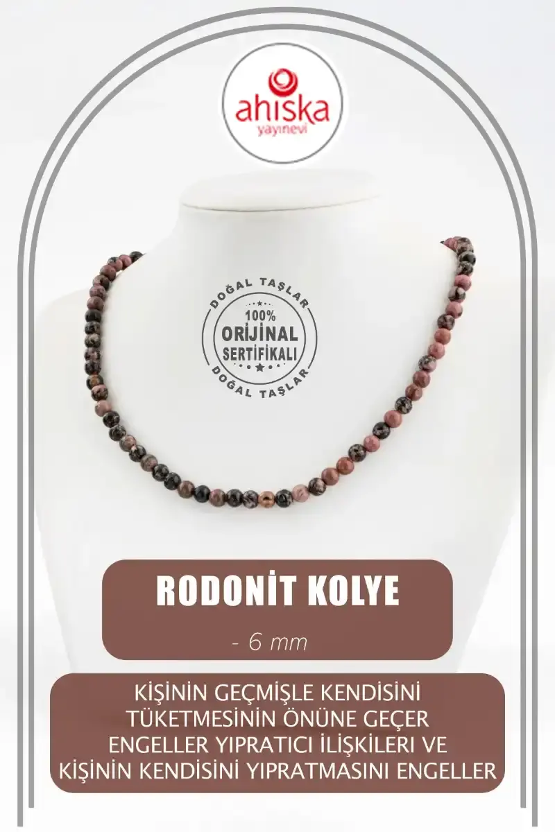 Rodonit 6 mm Dizi Doğal Taş Kolye