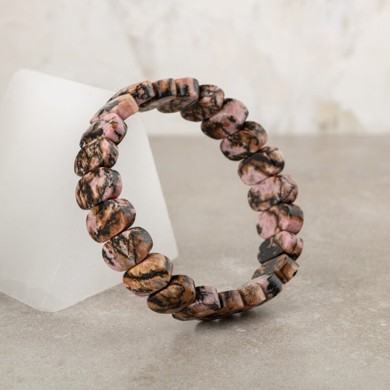 Rodonit Doğal Taş Geniş Kesim Bileklik - Doğal Taş