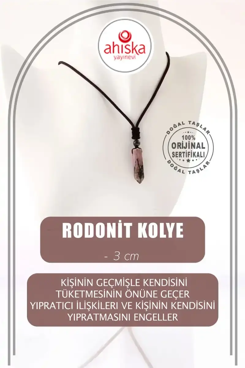 Rodonit Doğal Taş Kolye Ucu 3cm