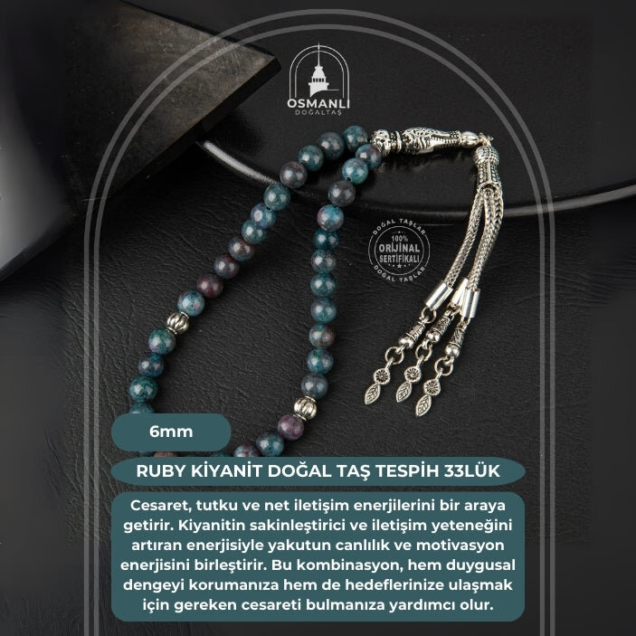 Ruby Kiyanit Doğal Taş Tesbih 33lük - 6mm - 2