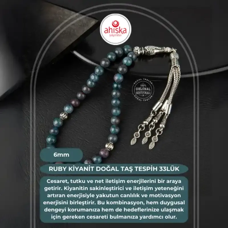 Ruby Kiyanit Doğal Taş Tesbih 33lük - 6mm - 2