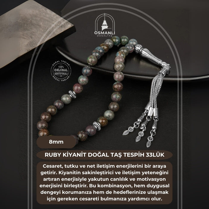 Ruby Kiyanit Doğal Taş Tesbih 33lük - 8mm - 2