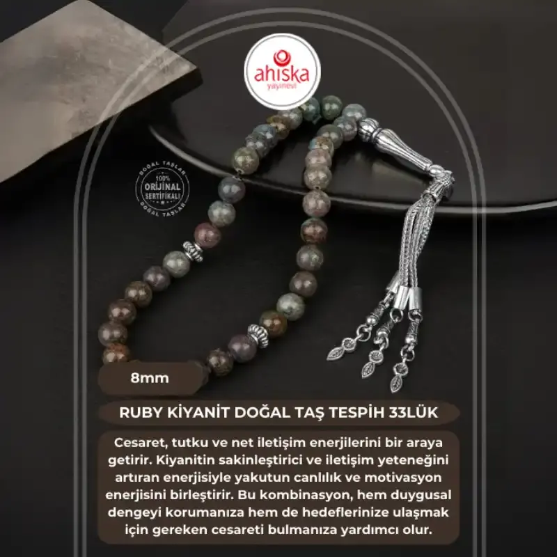 Ruby Kiyanit Doğal Taş Tesbih 33lük - 8mm - 2