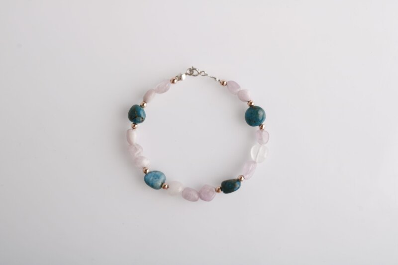 Sarel, Apatit-Pembe Gül Kuvars Doğaltaş Bileklik - Doğal Taş