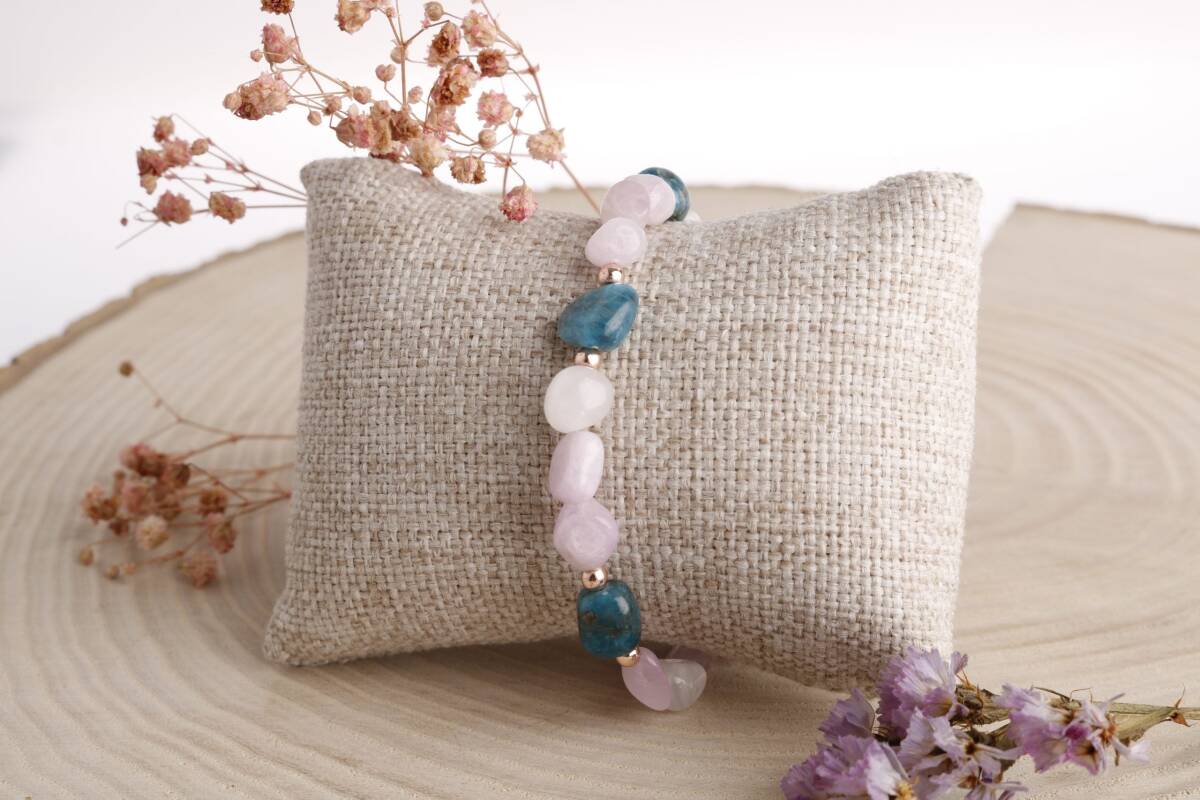 Sarel, Apatit-Pembe Gül Kuvars Doğaltaş Bileklik - 2