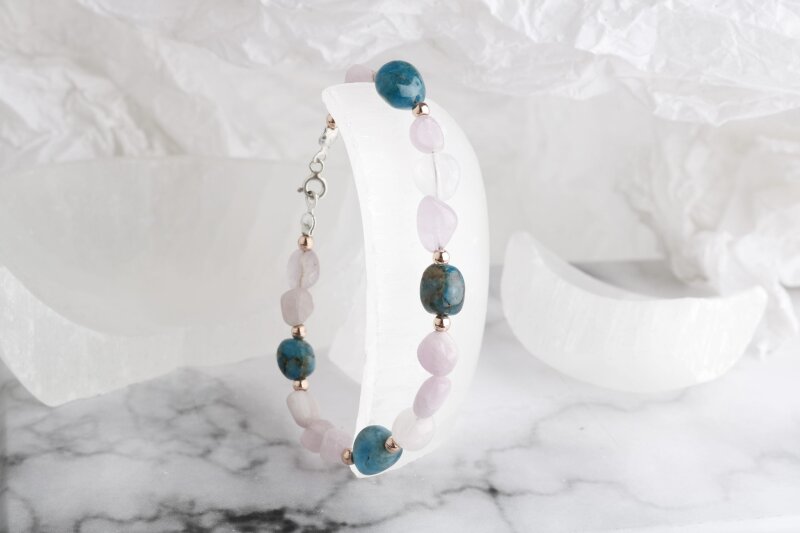 Sarel, Apatit-Pembe Gül Kuvars Doğaltaş Bileklik - 3