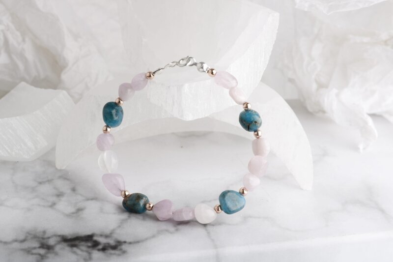 Sarel, Apatit-Pembe Gül Kuvars Doğaltaş Bileklik - 4