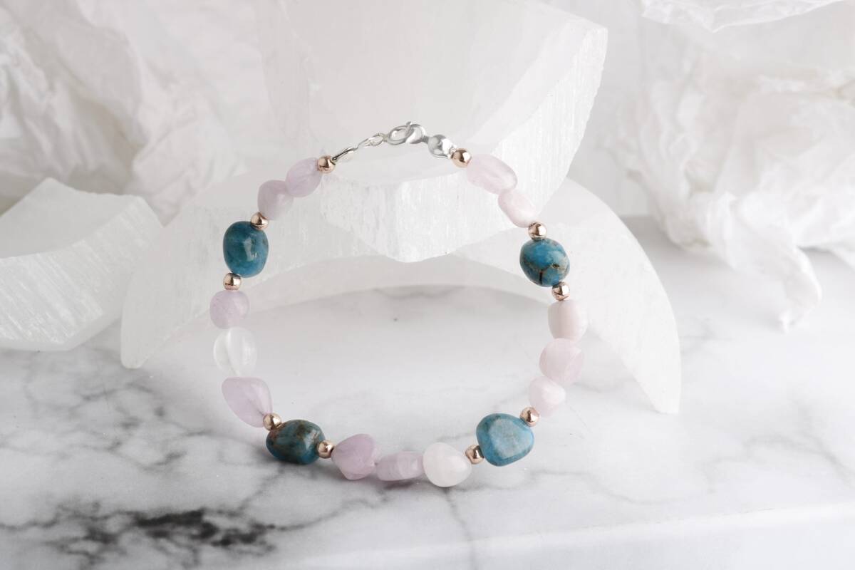 Sarel, Apatit-Pembe Gül Kuvars Doğaltaş Bileklik - 4