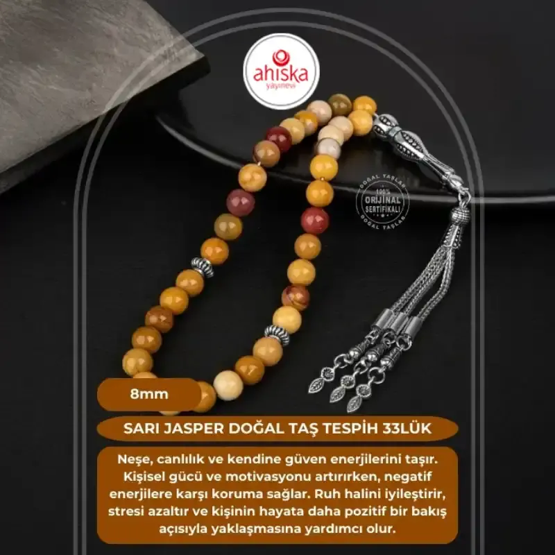 Sarı Jasper Doğal Taş Tesbih 33lük - 8mm
