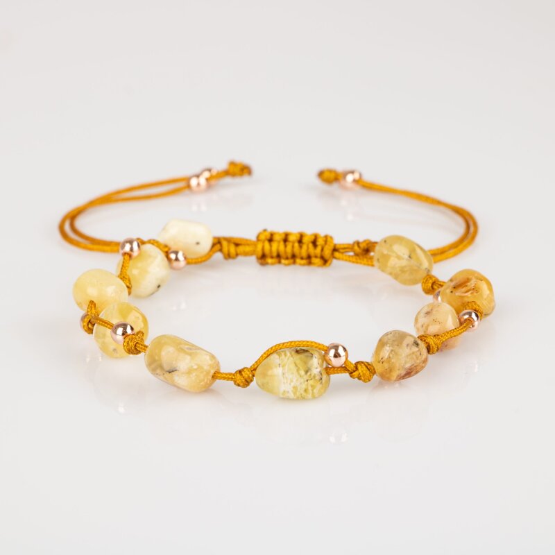 Sarı Kaplan Gözü Natürel Kesim Doğal Taş Makrome Bileklik - 6