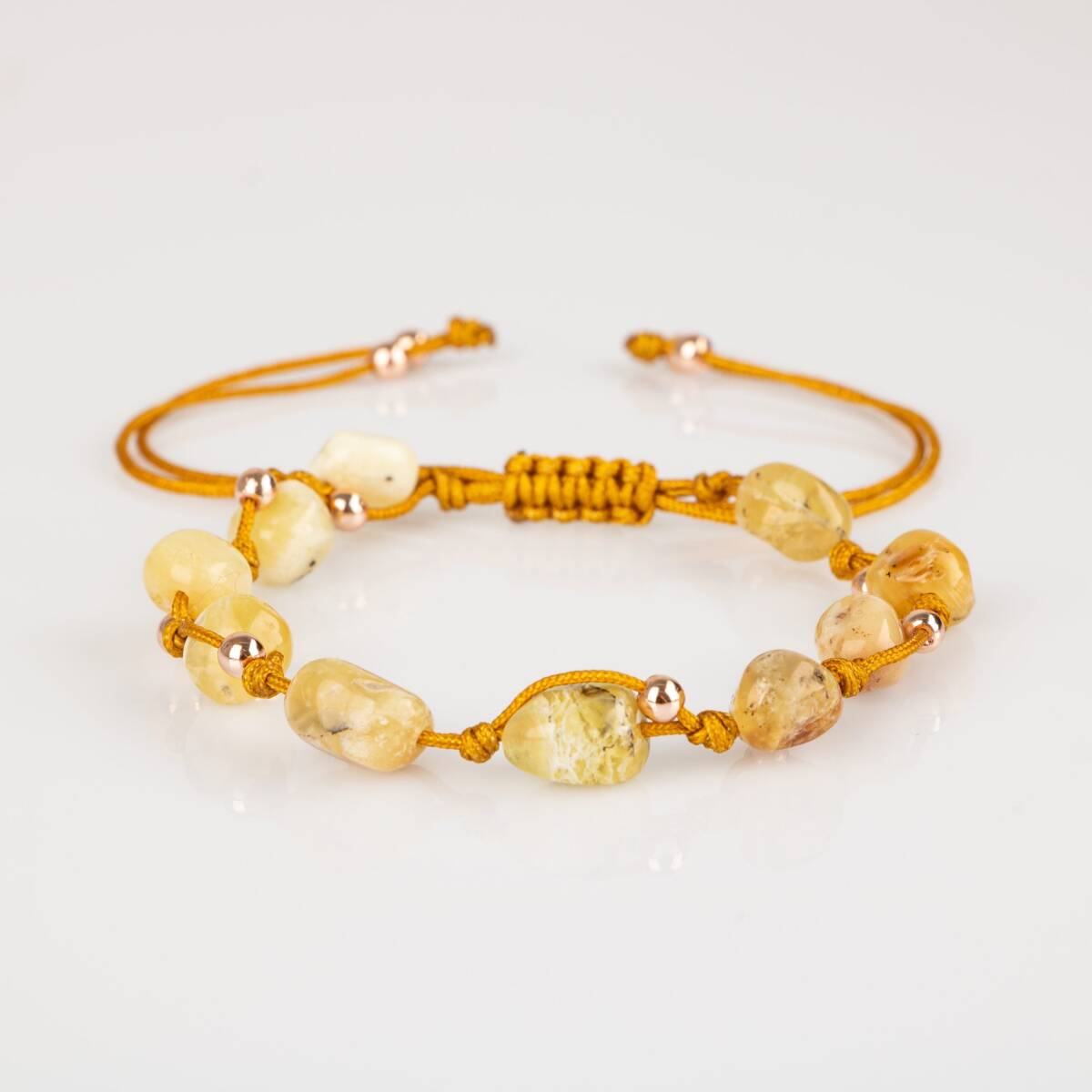 Sarı Kaplan Gözü Natürel Kesim Doğal Taş Makrome Bileklik - 6