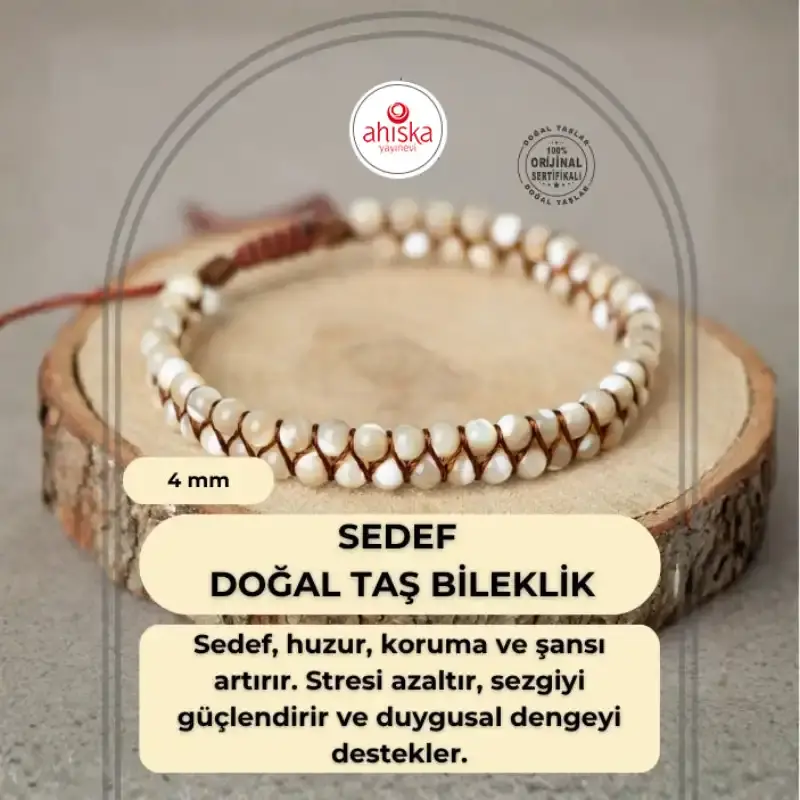 Sedef 4mm Çift Sıra Doğal Taş Bileklik