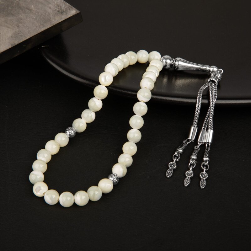 Sedef Doğal Taş Tesbih 33lük - 8mm - 2