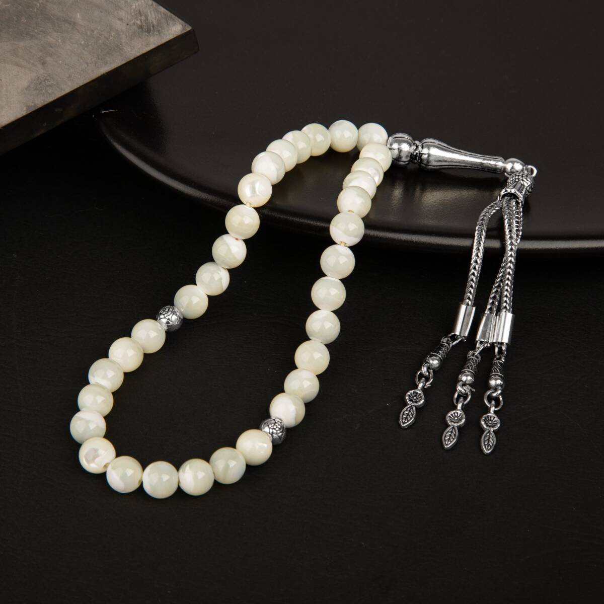 Sedef Doğal Taş Tesbih 33lük - 8mm - 2