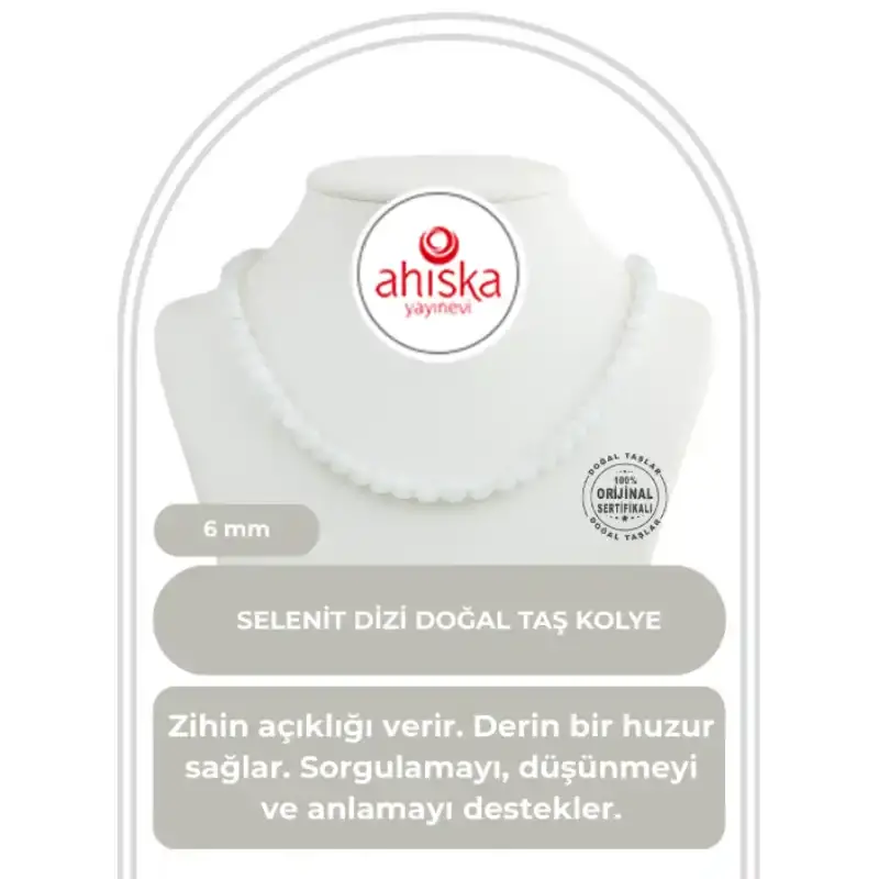 Selenit 6 mm Dizi Doğal Taş Kolye