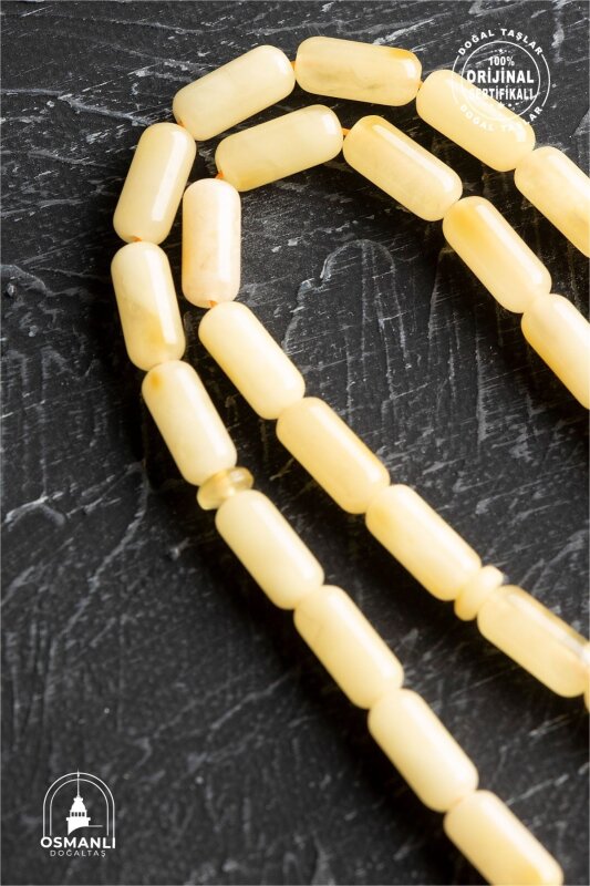 Sertifikalı 3-8 mm Silindir Kesim Kehribar Tesbih - 2