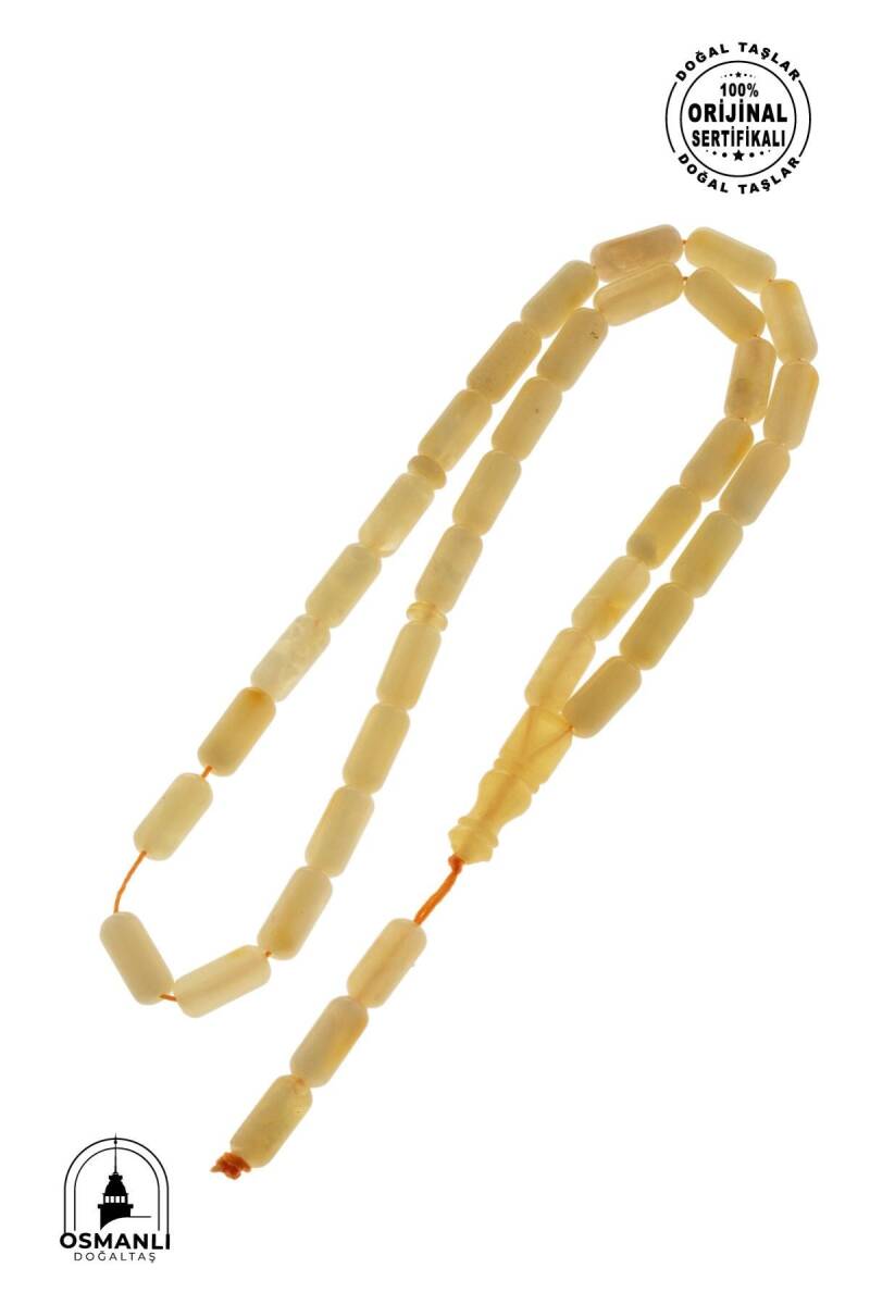 Sertifikalı 3-8 mm Silindir Kesim Kehribar Tesbih - 5