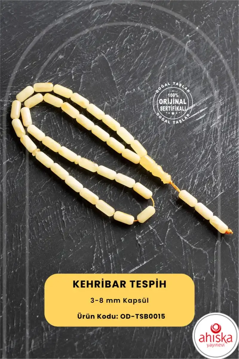 Sertifikalı 3-8 mm Silindir Kesim Kehribar Tesbih
