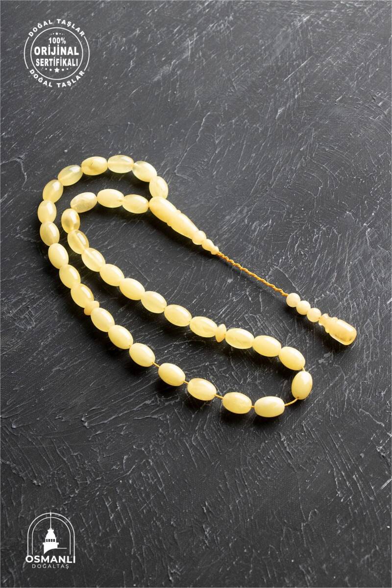 Sertifikalı 8-9 mm Arpa Kesim Kehribar Tesbih - Geleneksel ve Zarif Tasarım - 4