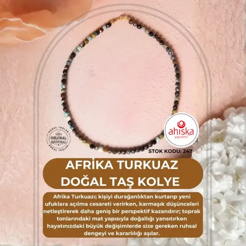 Sertifikalı Afrika Turkuaz Doğal Taş Kolye (SK:247) - 2