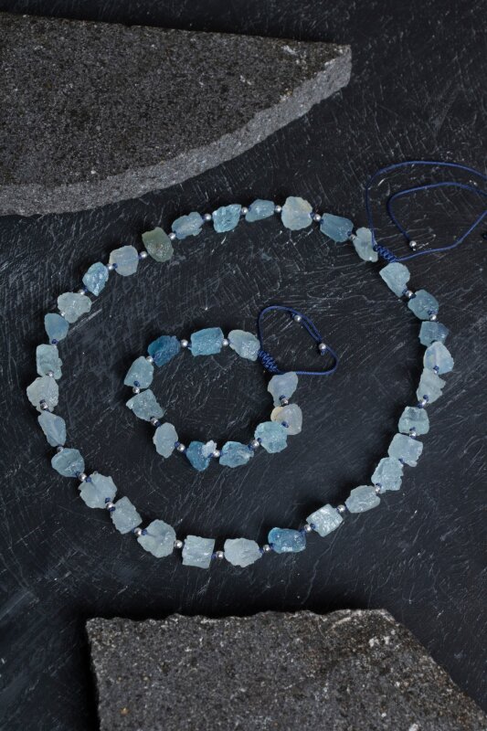 Sertifikalı Akuamarin Doğal Taş Set - Doğal Taş