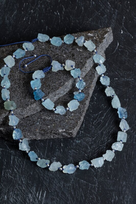 Sertifikalı Akuamarin Doğal Taş Set - 2