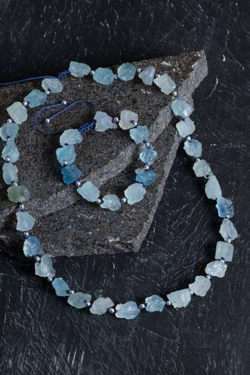 Sertifikalı Akuamarin Doğal Taş Set - 2