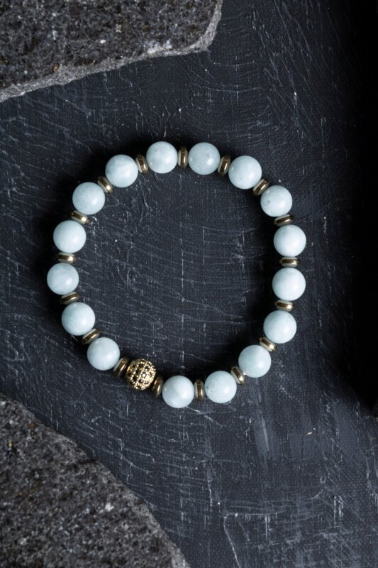 Sertifikalı Akuamarin, Hematit Zirkon Aparatlı Doğal Taş Bileklik (SK:177) - 5