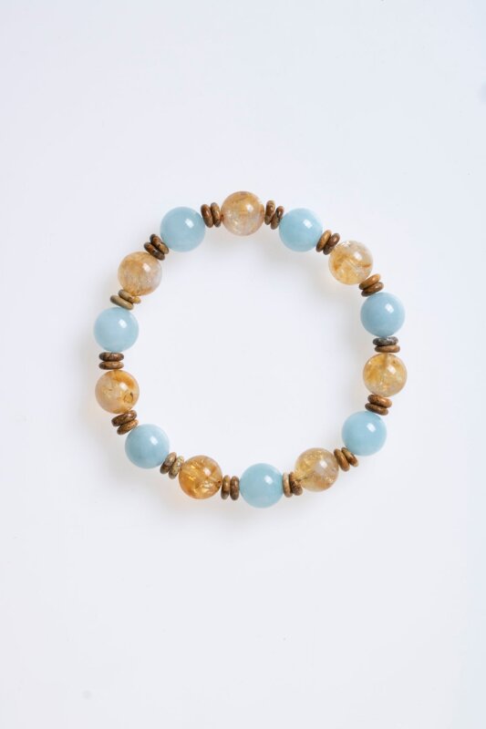 Sertifikalı Akuamarin, Sitrin ve Jasper Doğal Taş Bileklik (SK:163) - 6