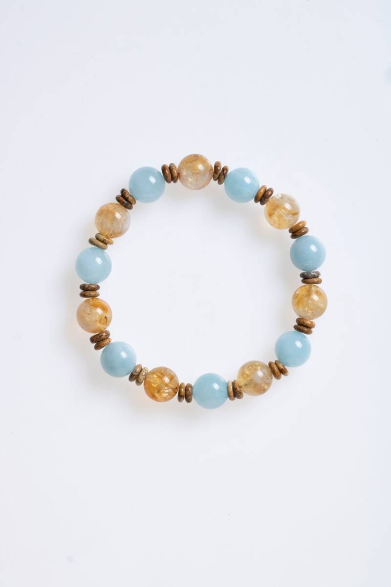 Sertifikalı Akuamarin, Sitrin ve Jasper Doğal Taş Bileklik (SK:163) - 6