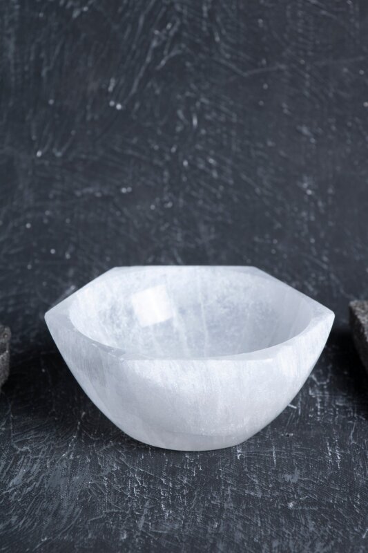 Sertifikalı Altıgen Selenit Tabak - Doğal Taş