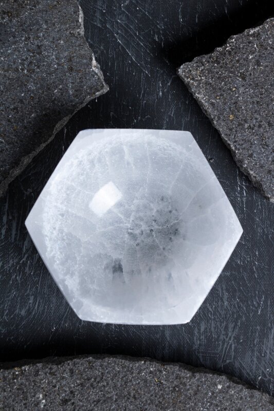 Sertifikalı Altıgen Selenit Tabak - 3