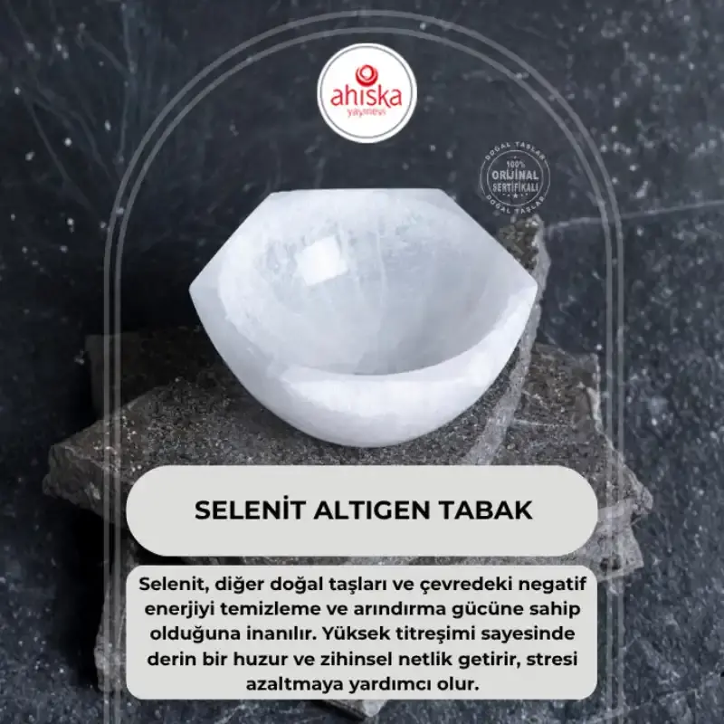 Sertifikalı Altıgen Selenit Tabak - 2