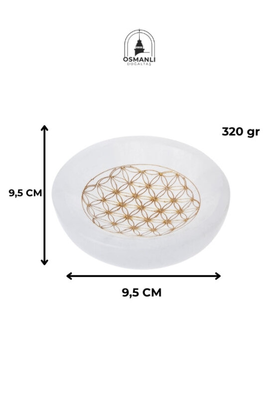 Sertifikalı Altın Renkli Motifli Selenit Tabak - 5
